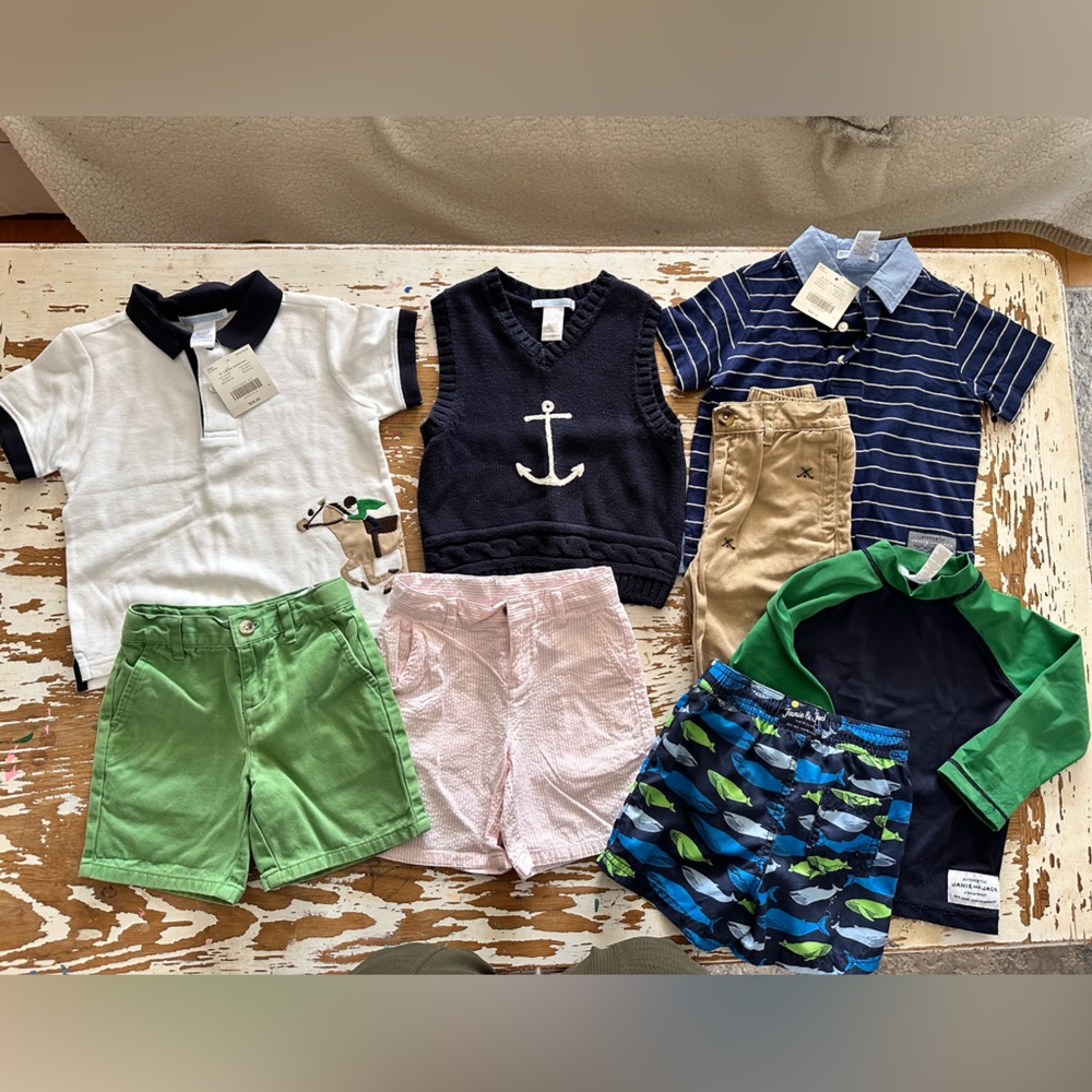8 piece Janie and Jack outfits Boys 18-24 month polo shirts shorts swim anchor